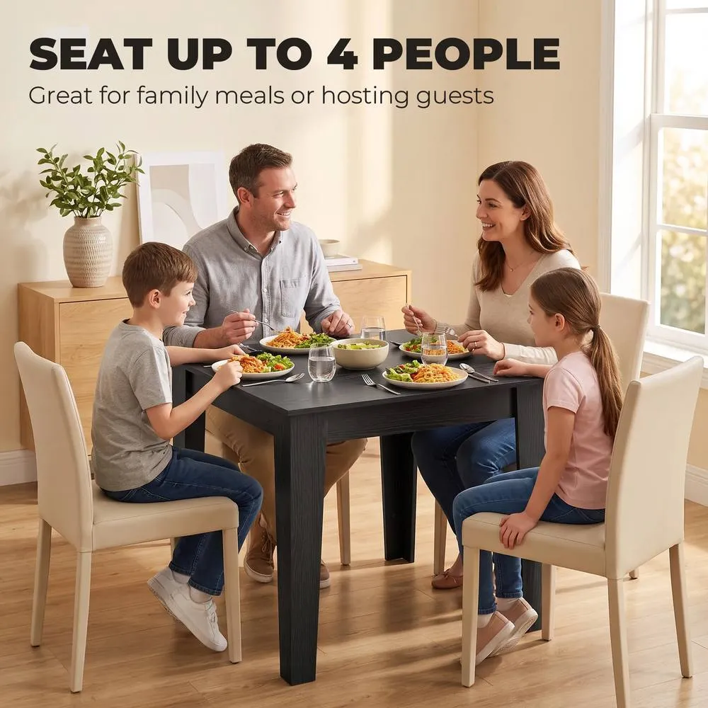 HOMCOM Dining Table for 4, 80L x 80W x 75Hcm, Black Wood Effect 4