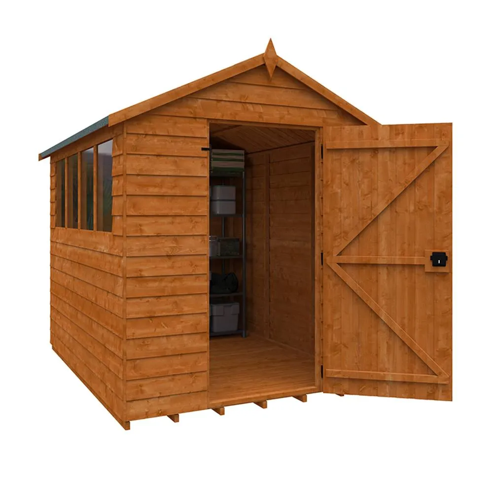 Buttercup Farm 8 x 6 Feet Budget Apex 9mm Shed - Solid Wood/Softwood/Pine in Burnt Orange 2