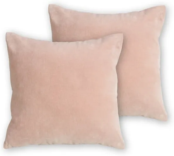 Lorna Set of 2 Velvet Cushions, 45 x 45 cm, Blush Pink