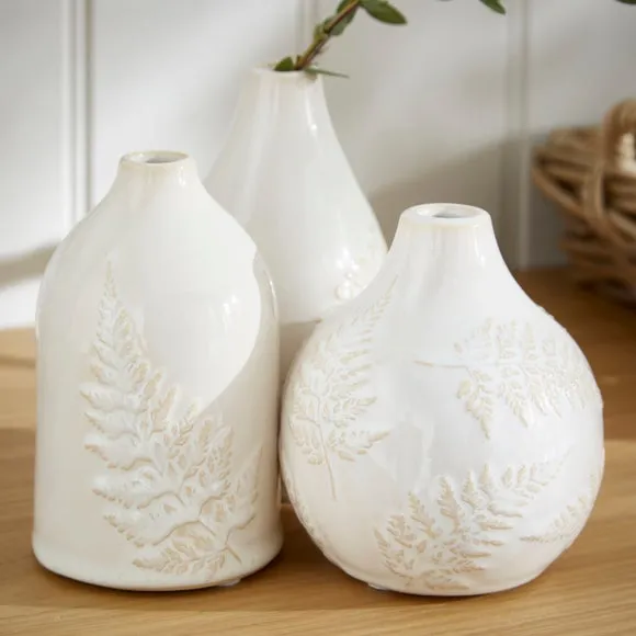 Set of 3 Churchgate Fern Ceramic Bud Vases 2
