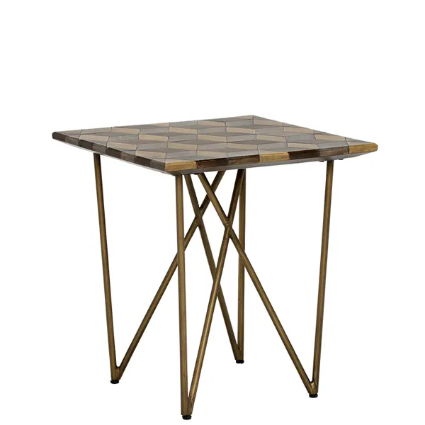 Facet Lamp Table Dark Mango Wood and Brass