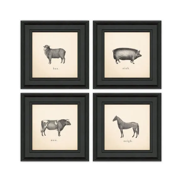 Set of 4 Down By The Farm Framed Prints 2