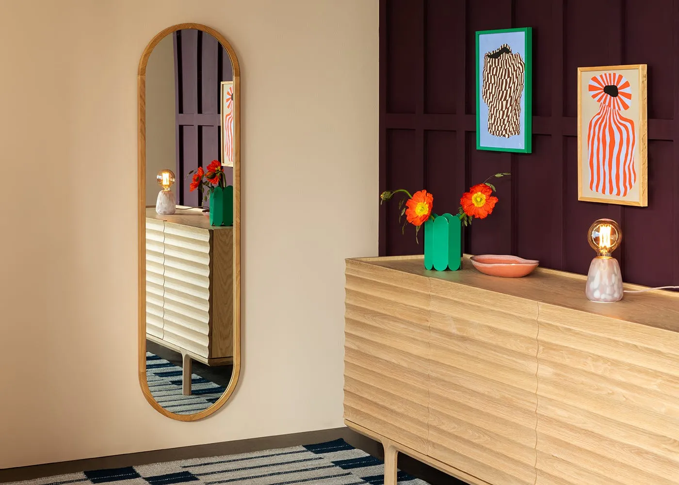 Heal's Anais Mirror Oval Oak 40 x 150cm 3
