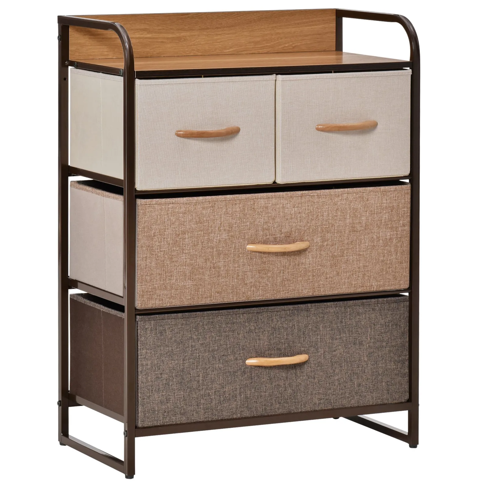 HOMCOM 4 Drawer Dresser Storage Tower with Steel Frame Wood Top for Bedroom in Brown 2