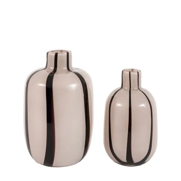 Cedar & Sage Set of 2 Linea Monochrome Stripe Glass Vases 4