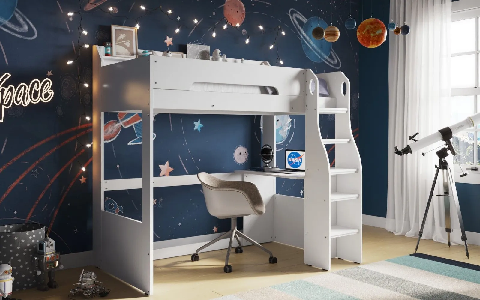 Flair Cosmic High Sleeper Bed in White