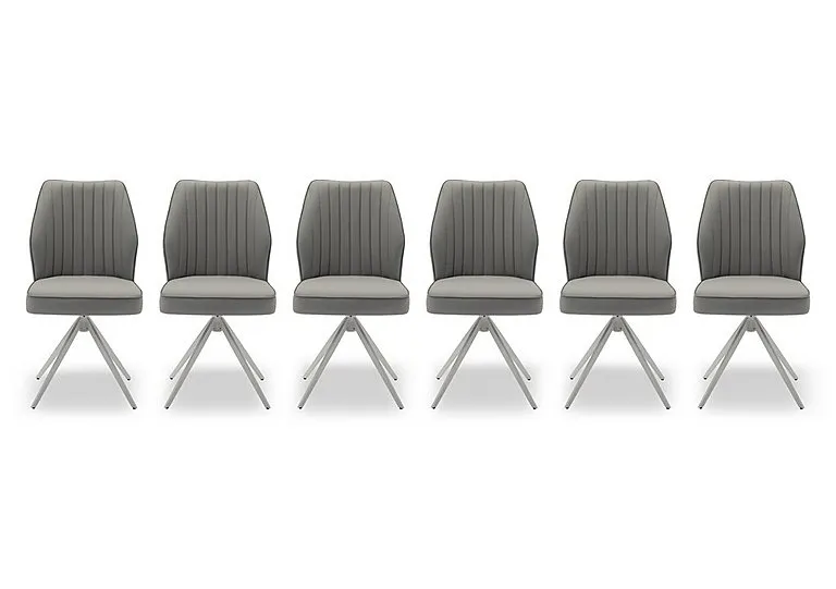 Fumo Set of 6 Faux Leather Swivel Dining Chairs