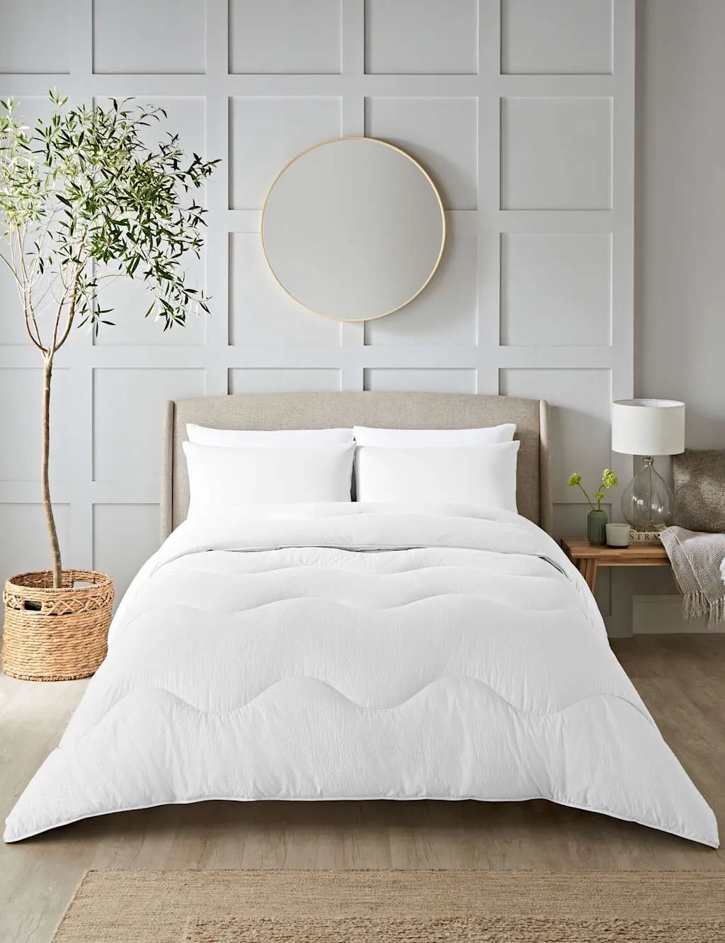 Nightlark Seersucker 10.5 Tog Coverless Duvet Set White