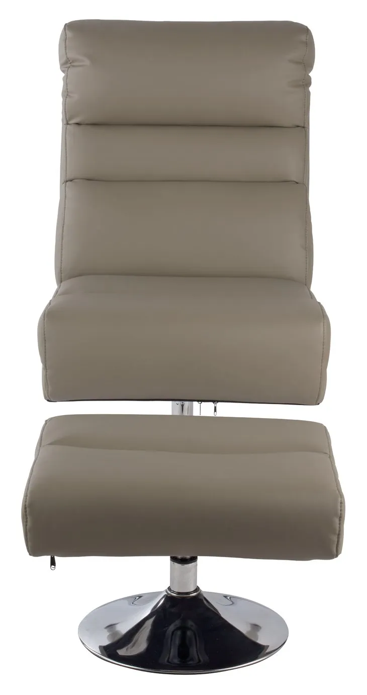 Argos Home Costa Faux Leather Swivel Chair & Footstool -Grey