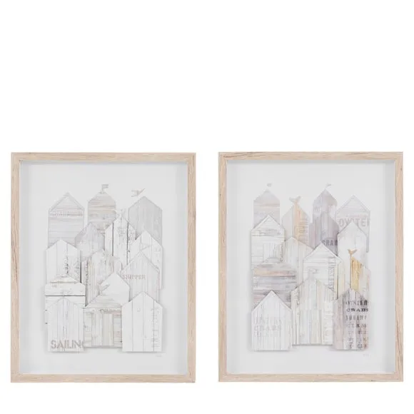 Cedar and Sage Set of 2 Beach Hut Portrait Framed Prints 4