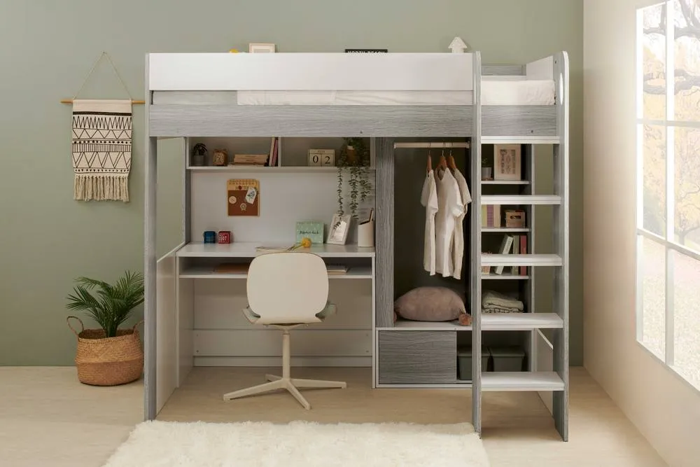 Flair Hampton High Sleeper Bed with Wardrobe in Grey 5