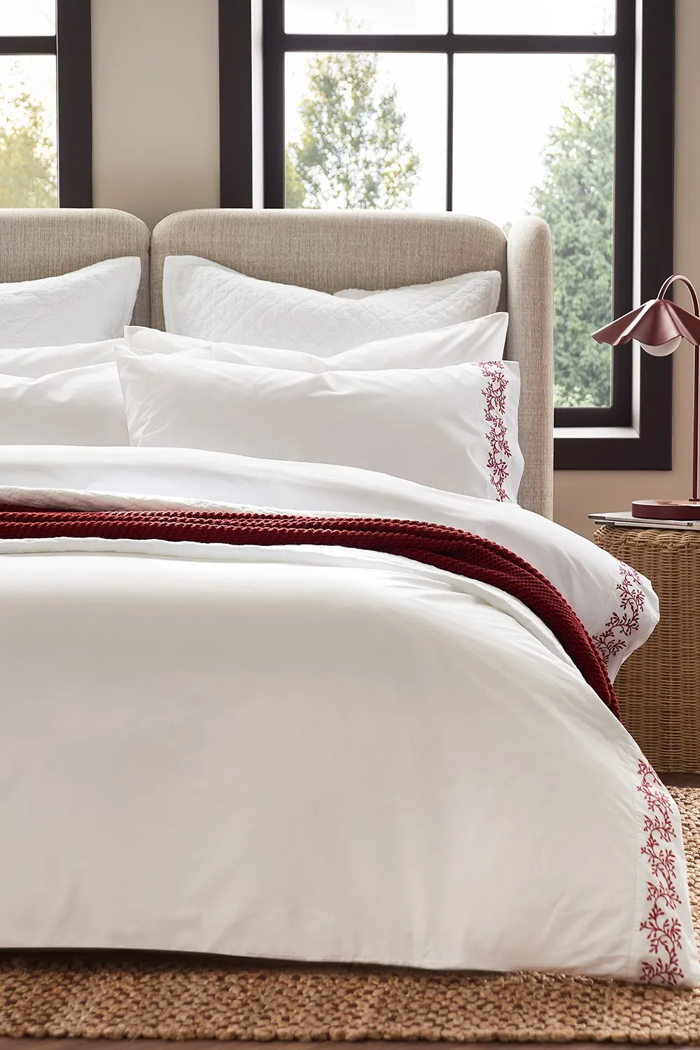 CHRISTY 'Mistletoe' Romance Design Cotton Duvet Cover Set in Red 1