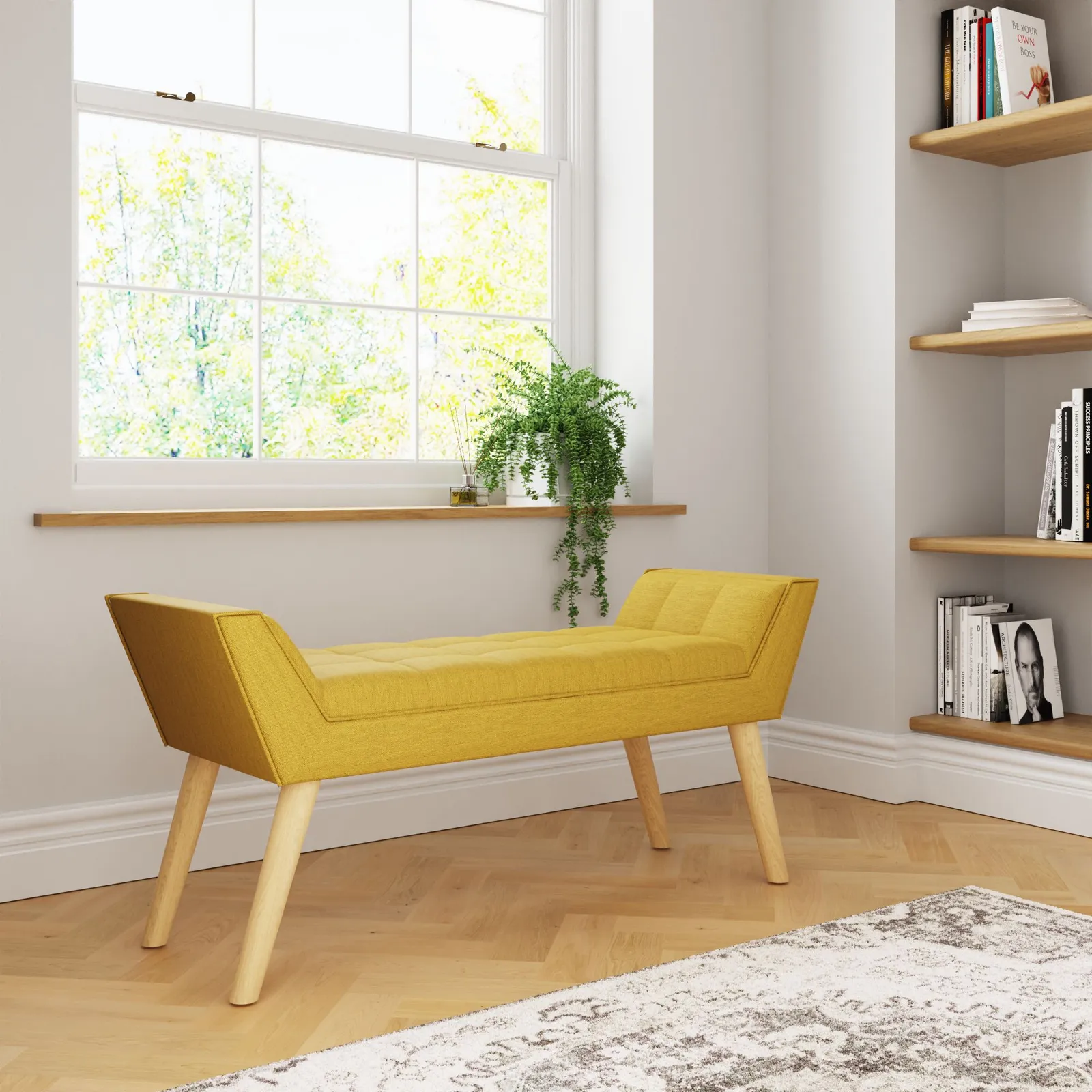 GFW Milan Ottoman Storage Bench in Mustard 1