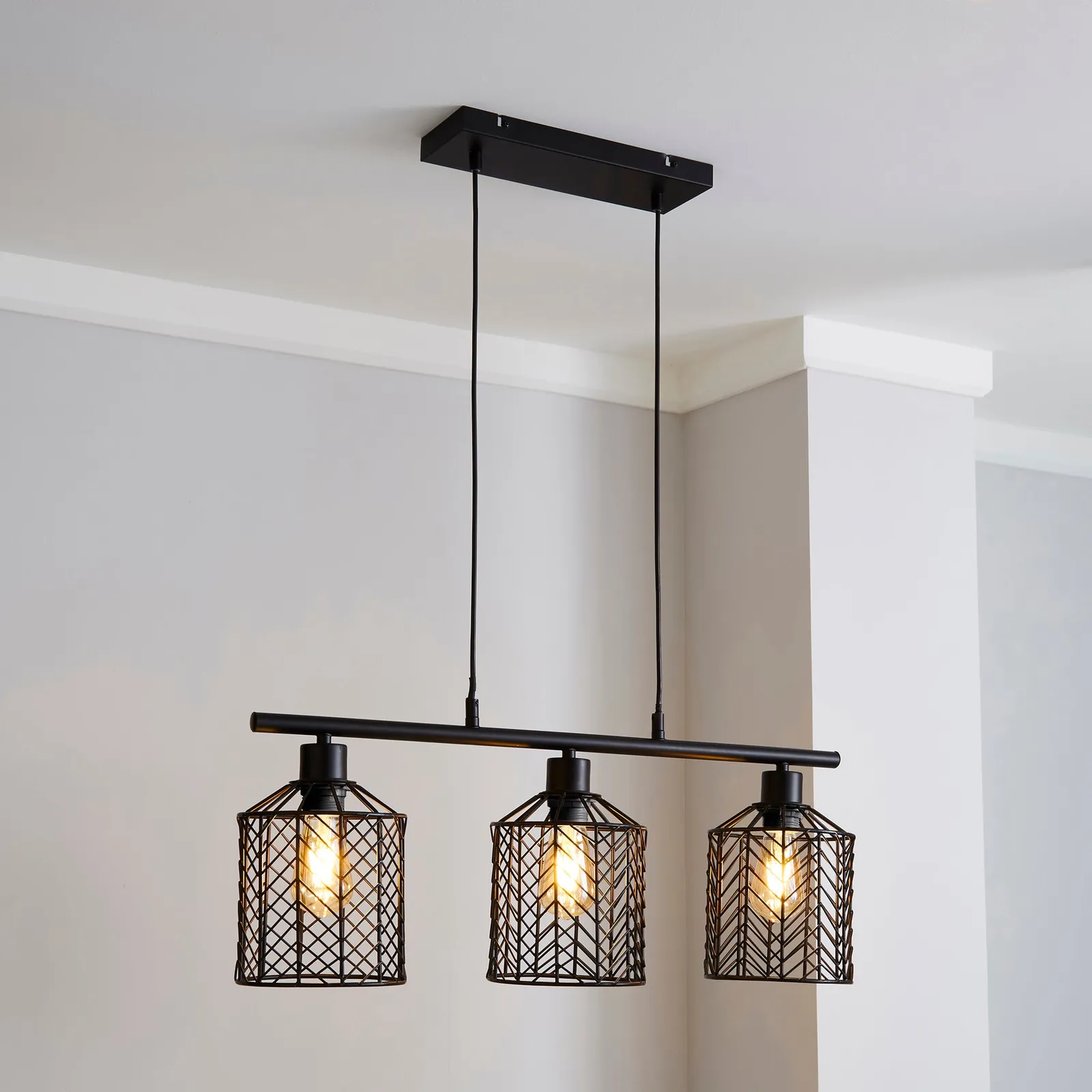Siena 3 Light Diner Ceiling Fitting Black