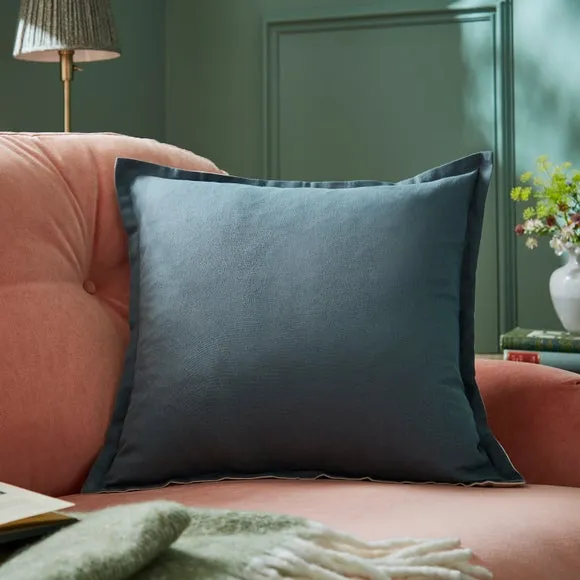 Contrast Oxford Edge Cotton & Linen Square Cushion Cover 1