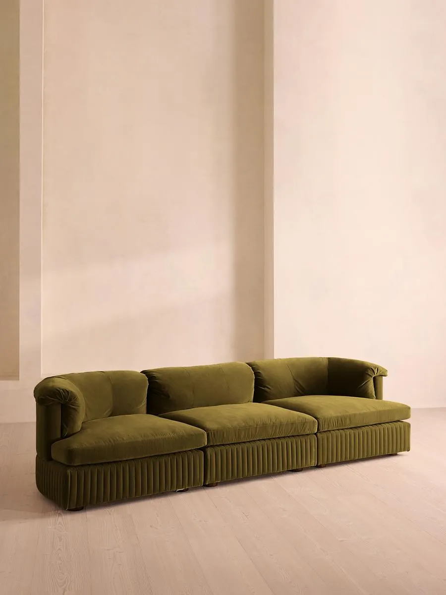 Oona Modular Sofa, Four Seater, Velvet Olive