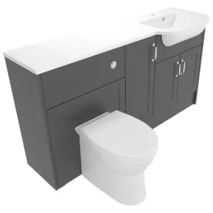 Deccado Padworth Charcoal Grey Right Hand 1500mm Fitted Vanity & Toilet Pan Unit Combination with Right Hand Basin 2