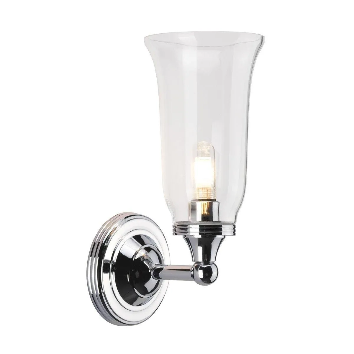 Netlighting Austen 1 Light Bathroom Wall Light Polished Chrome IP44 G9 in Grey
