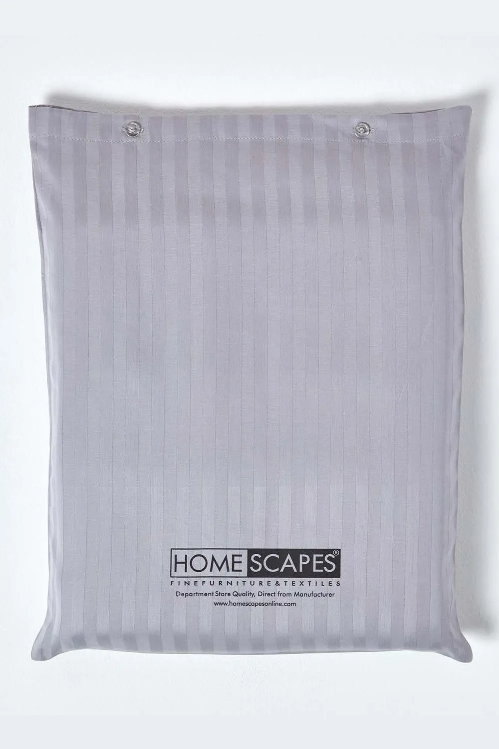 Homescapes Egyptian Cotton Stripe Duvet Cover & Pillowcase 330 TC in Grey 5