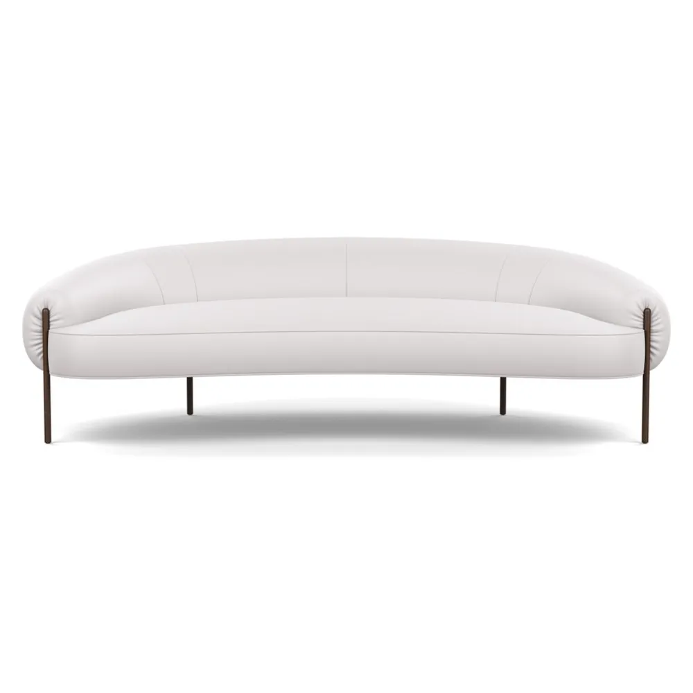 Heal's Isola 3 Seater Sofa Leather Grain White 000 Bronze Feet 1