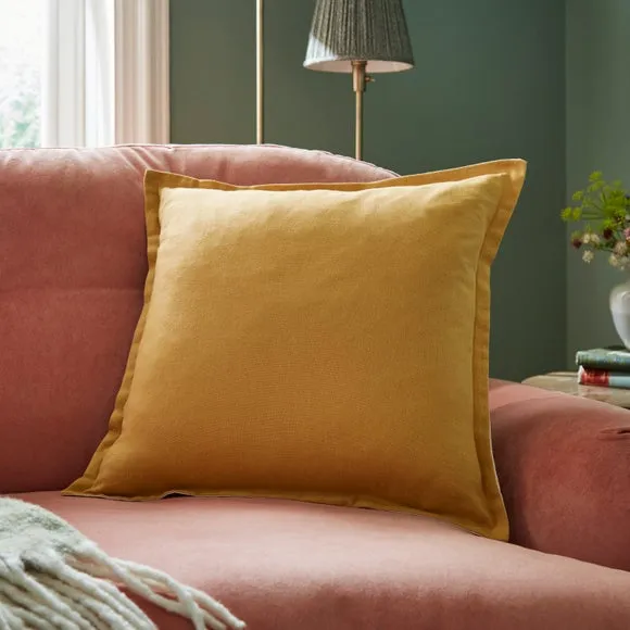 Contrast Oxford Edge Cotton & Linen Square Cushion Cover 1