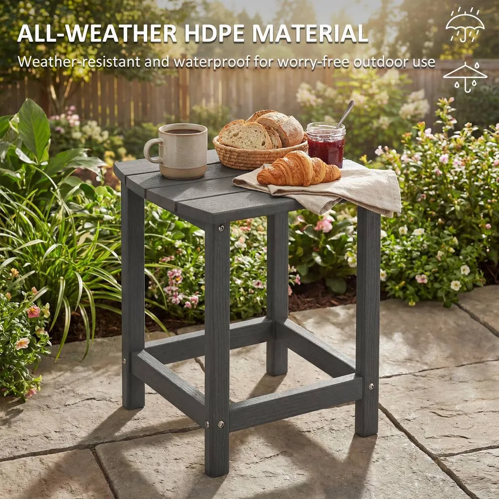 OUTSUNNY Outdoor Side Table, Adirondack Side Table, Indoor Outdoor, Grey 4