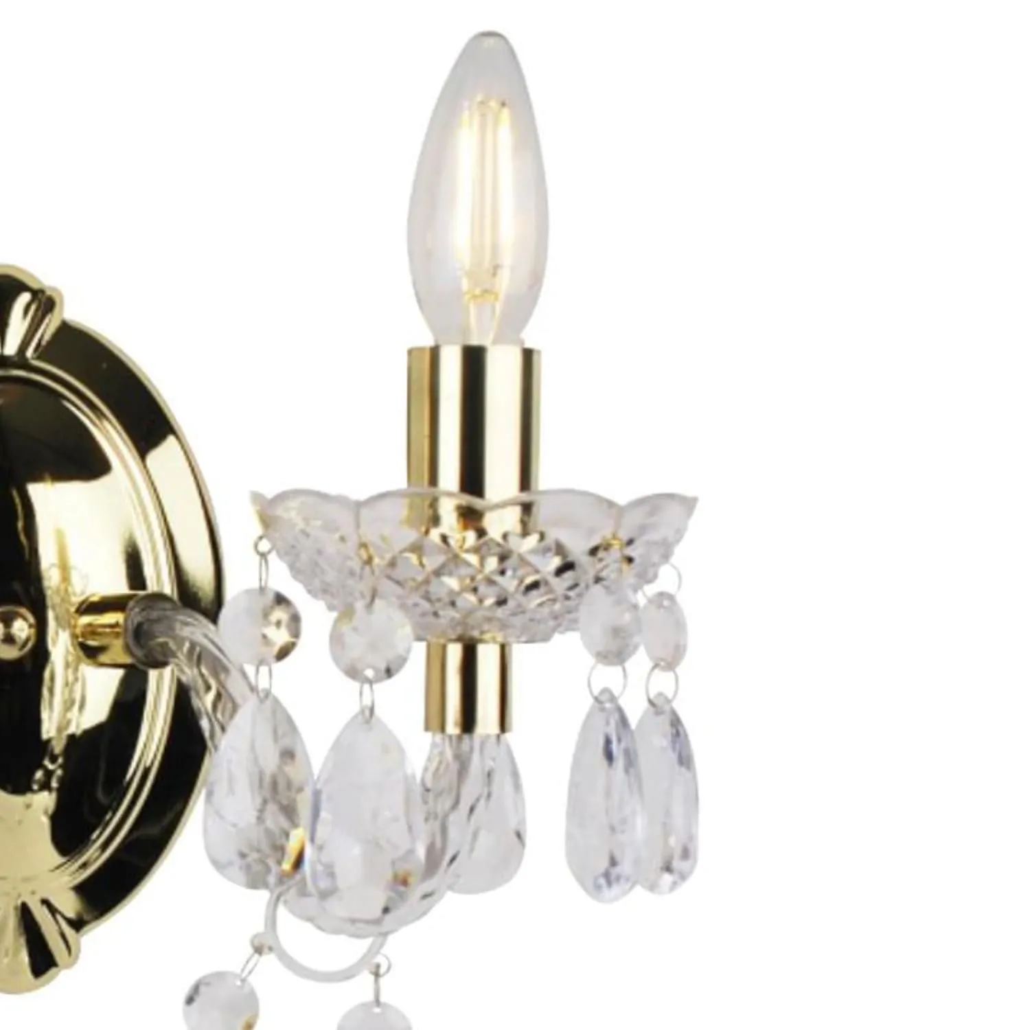 First Choice Lighting Set of 2 Clear & Gold Marie Therese Style 2 x 40W Wall Light 6