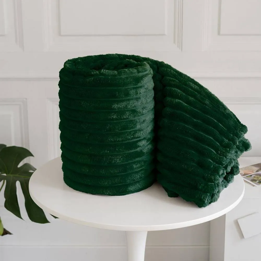 HomeSpace Direct Chunky Cord Blanket/Throw in Emerald