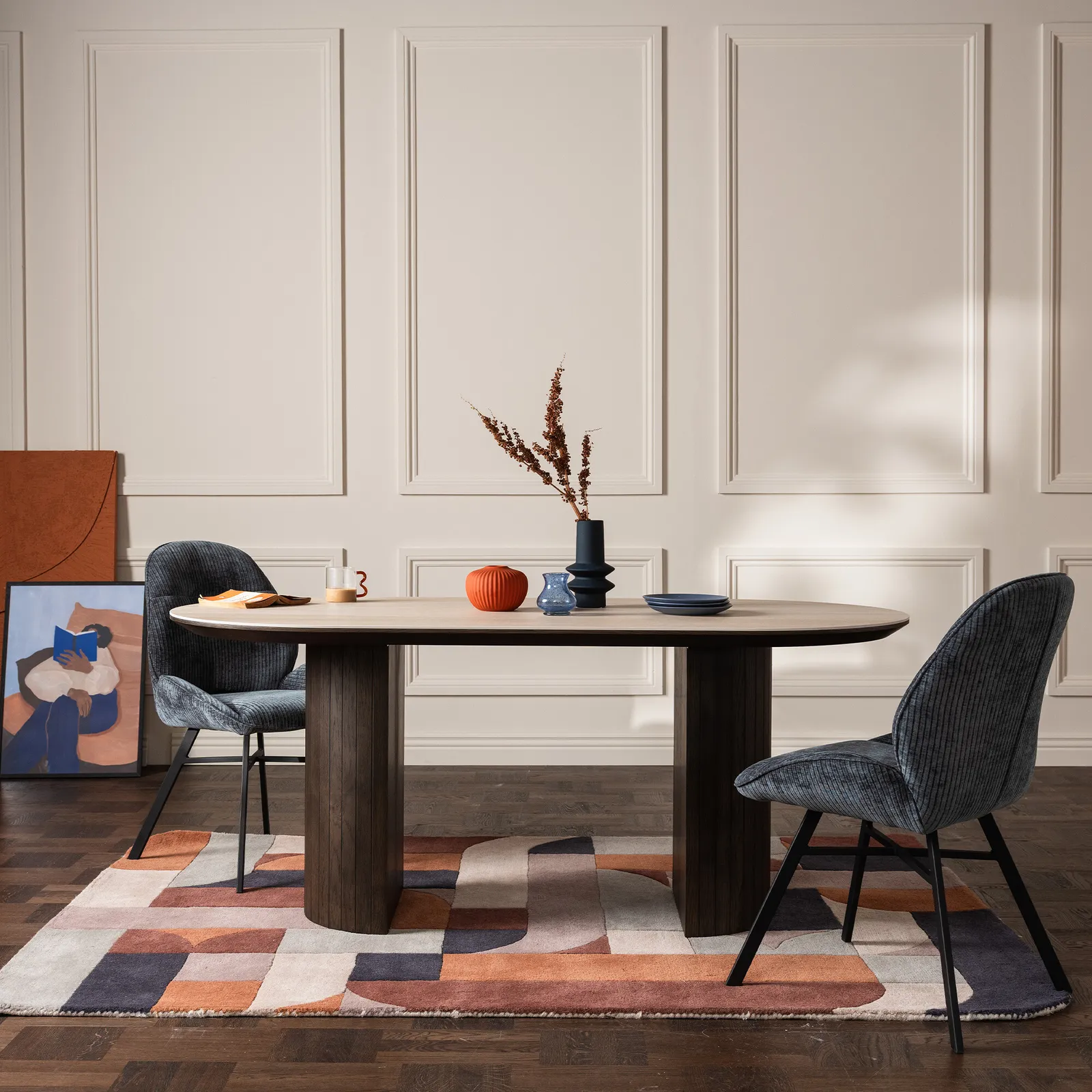 Ulza Dining Chair - Matching Stitch, Blue Fabric | Barker & Stonehouse 2