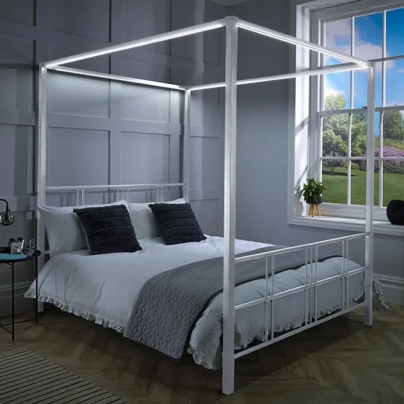 X Rocker Living Fern 4 Poster Bed with LED Lights 3
