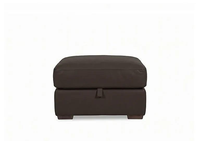 Nap Leather Storage Footstool - Dark Chocolate - Living Room Furniture - In Time for Christmas