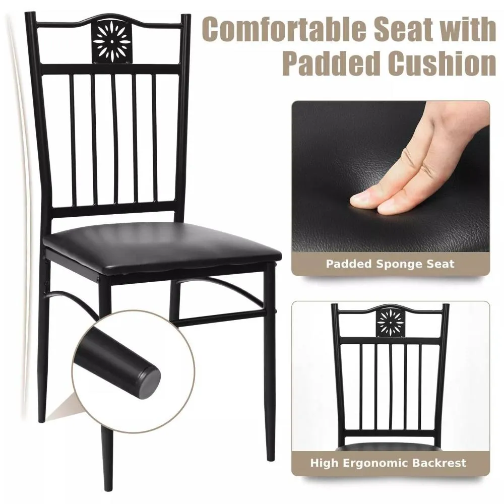 Costway 5PCS Dining Table & Chair Set Breakfast Bar Kitchen Furniture with Padded Seat in Black 4