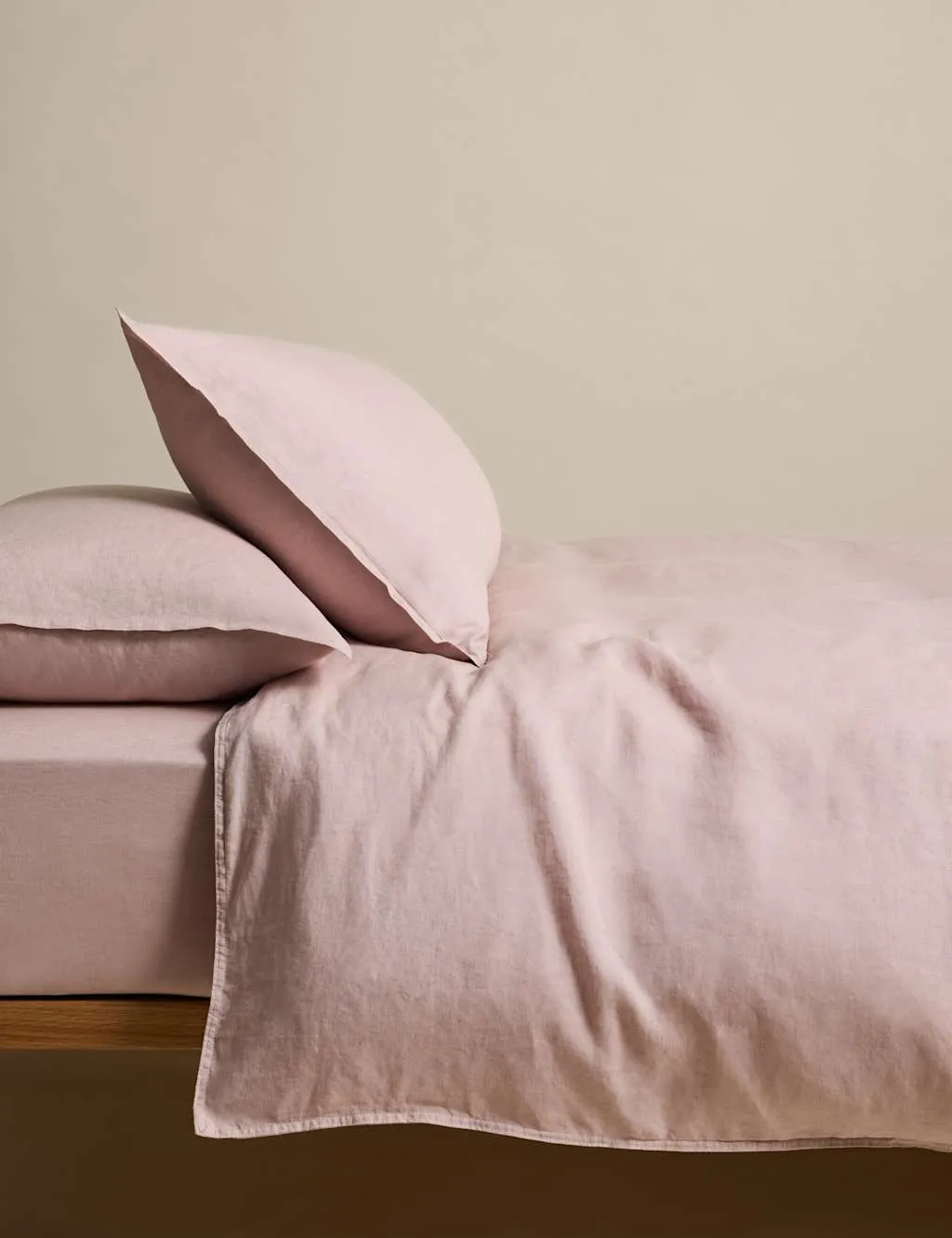 M&S Pure Linen Bedding Set Pink