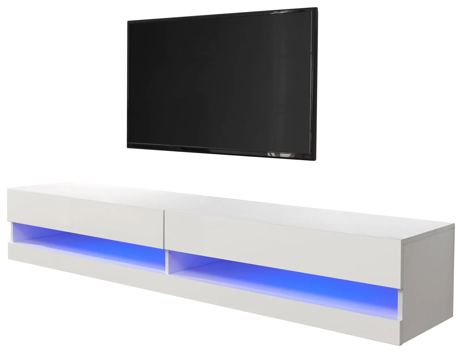 GFW Galicia 180cm Wall TV Unit with LED in White 2