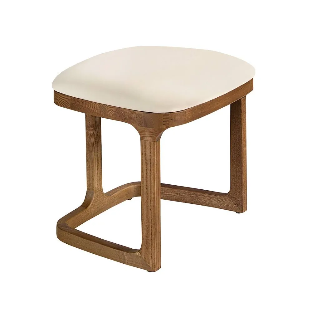 Angel Cerda Leatherette Bench with Walnut Legs in Brown