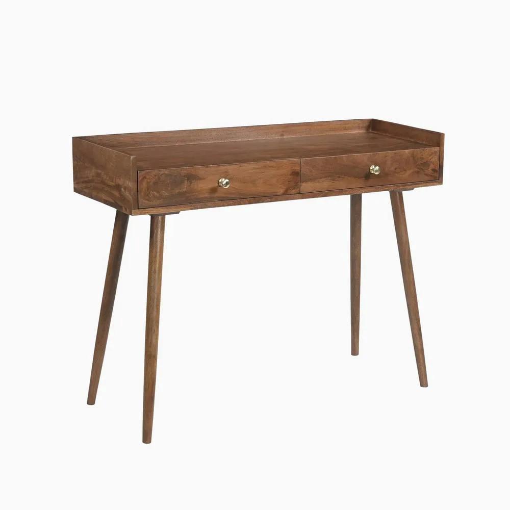 FurnitureboxUK Vinson Rectangle Walnut Wood 2 Drawer Console Table 2