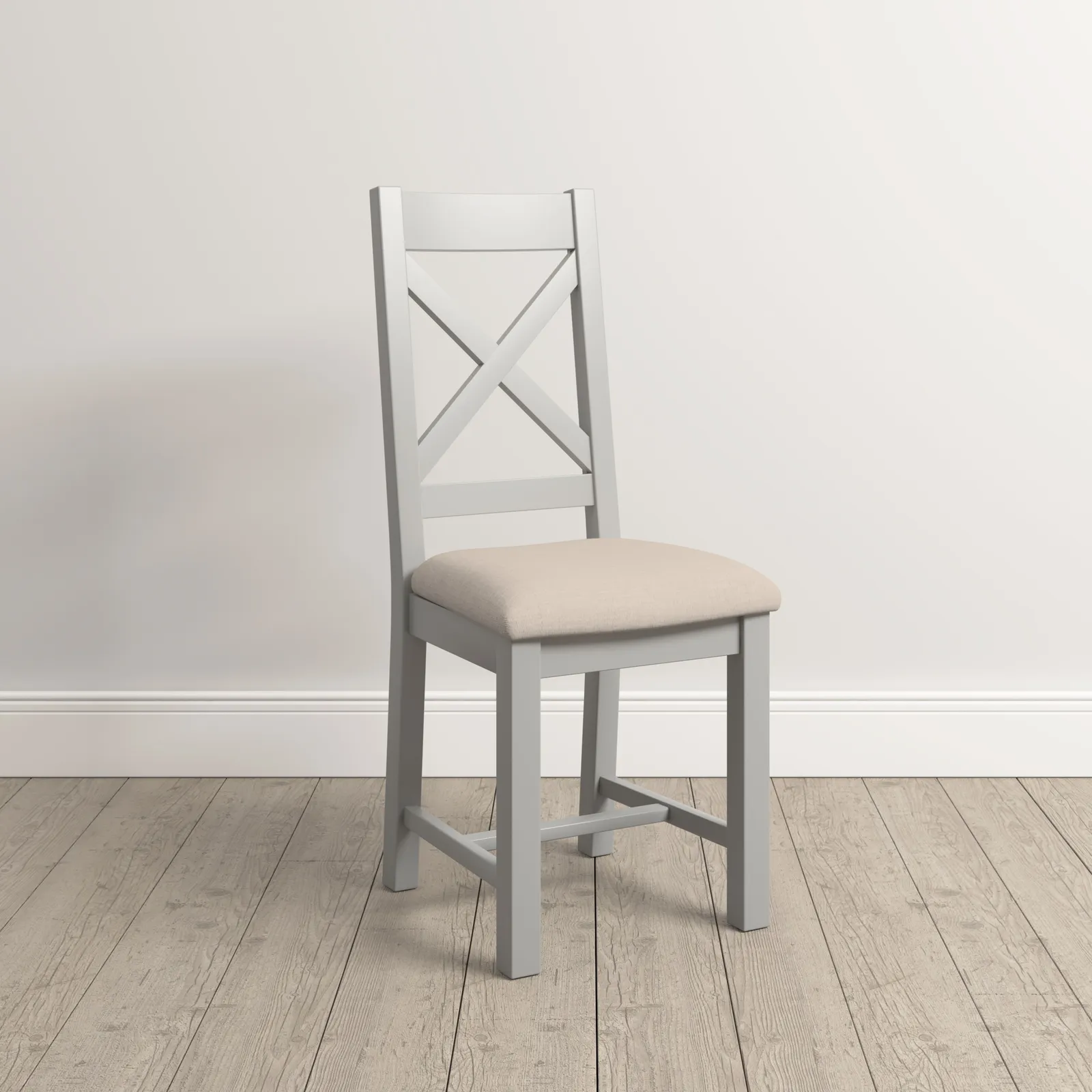 Seconique Windsor Ivory Cross Back Chair (Box of 2) in Light Grey 1