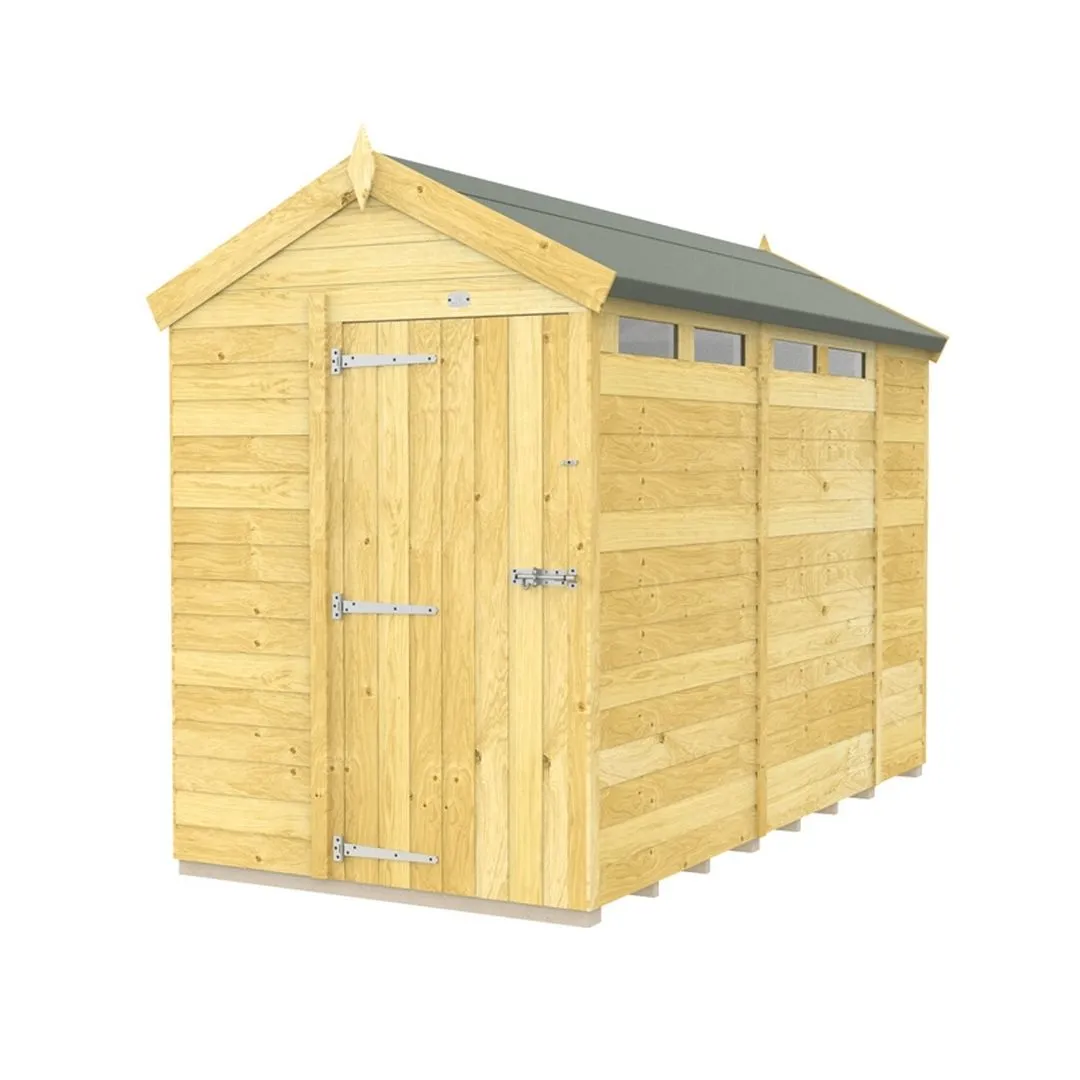 Buttercup Farm 5 x 10 Feet Apex Security Shed - Single Door - L302 x W147 x H217 cm in Brown