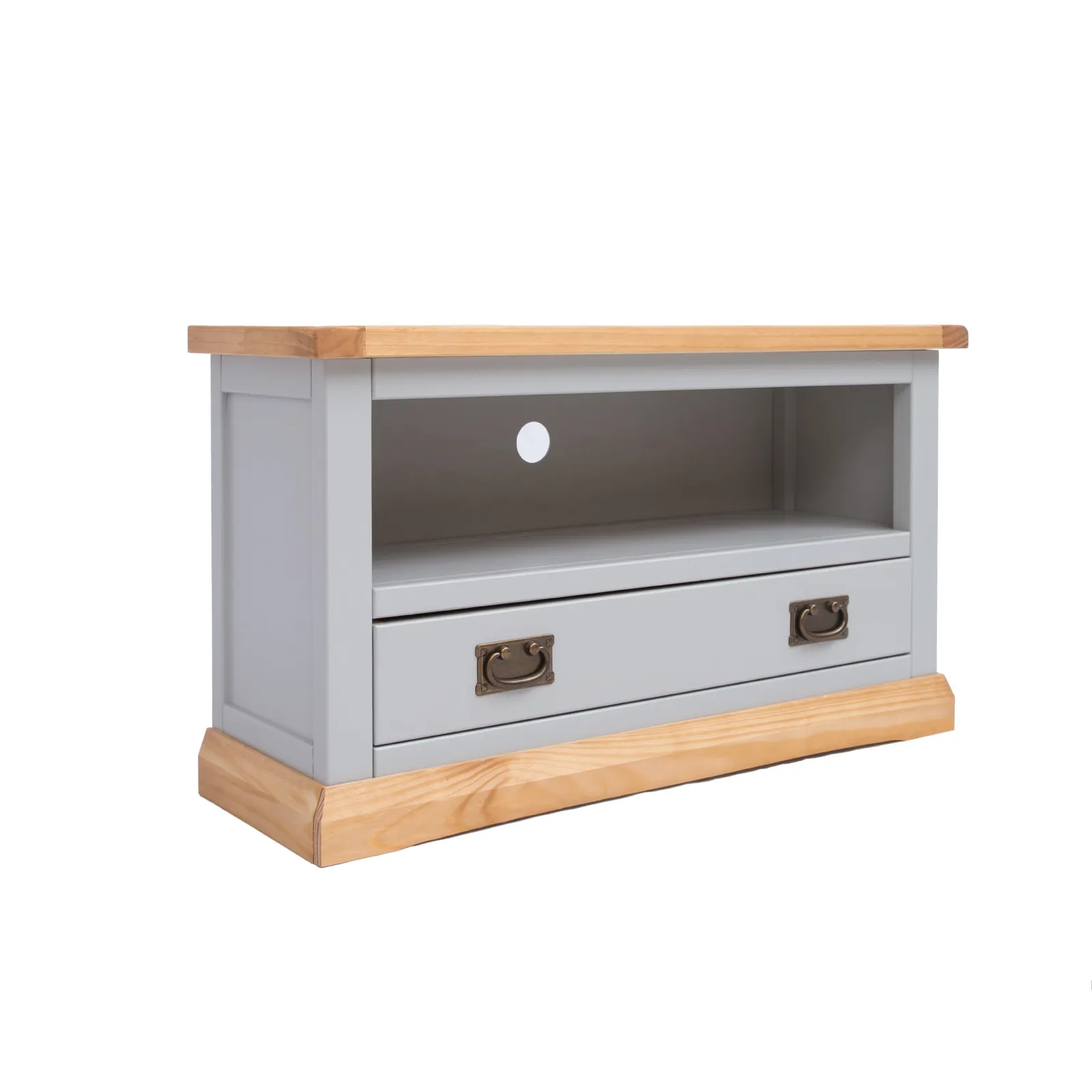 Cabinet Bits Bomporto Light Grey 1 Drawer TV Cabinet Brass Drop Handle 2