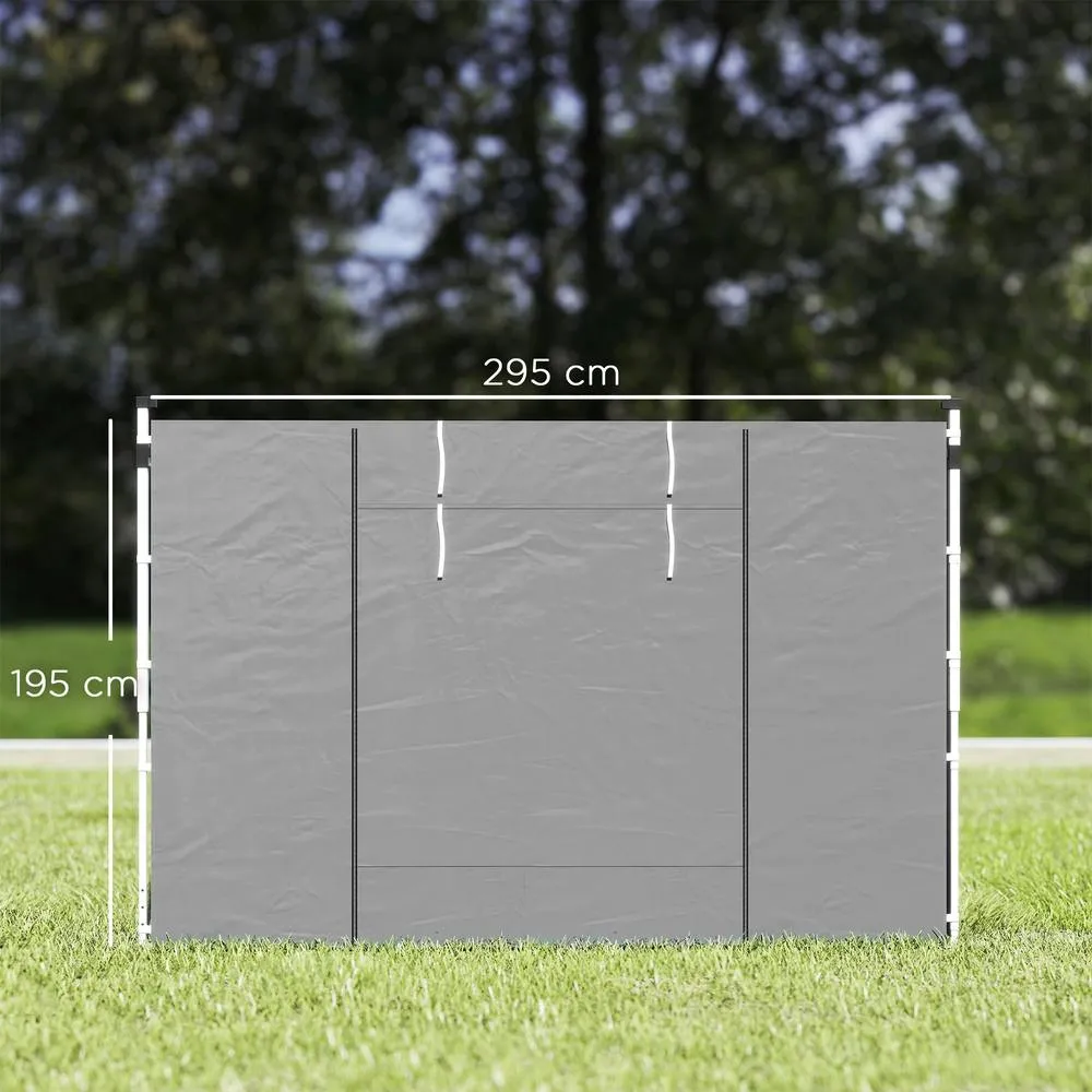 OUTSUNNY 3x3(m) or 3x6m Pop Up Gazebo Side Panels Replacement, 2 Pack in Light Grey 3