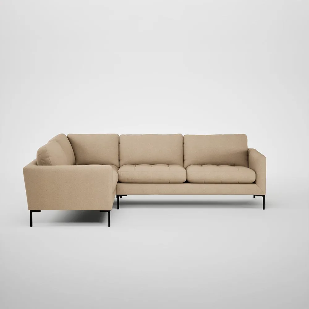 Heal's Eton Left Hand Facing Corner Sofa Capelo Linen-Cotton Bamboo Black Feet 1