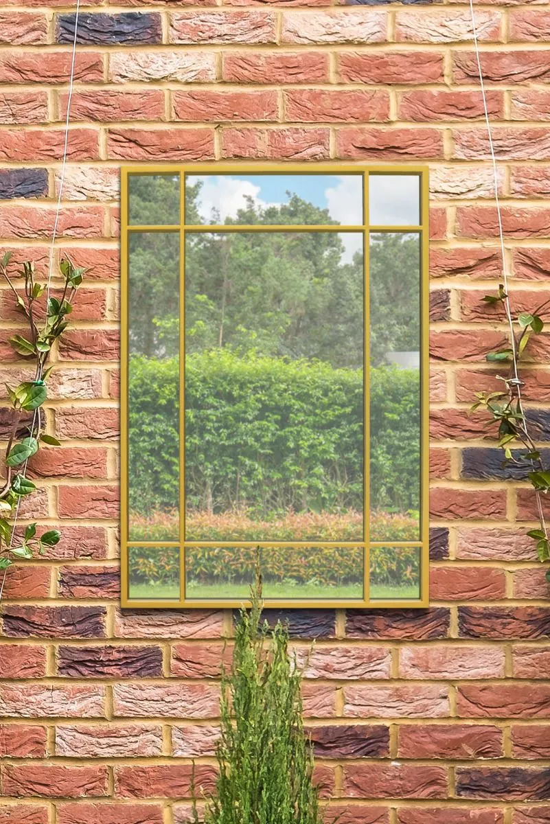 MirrorOutlet Gold Modern Contemporary Garden Wall Mirror 39" X 27" (100x70CM)