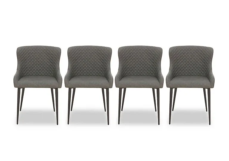 Hanoi Set of 4 Faux Leather Dining Chairs - Slate Grey
