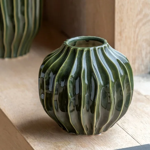 Organic Ribbed Ceramic Vase
