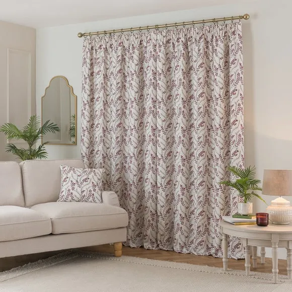 Shimla Embroidered Floral Pencil Pleat Curtains 4