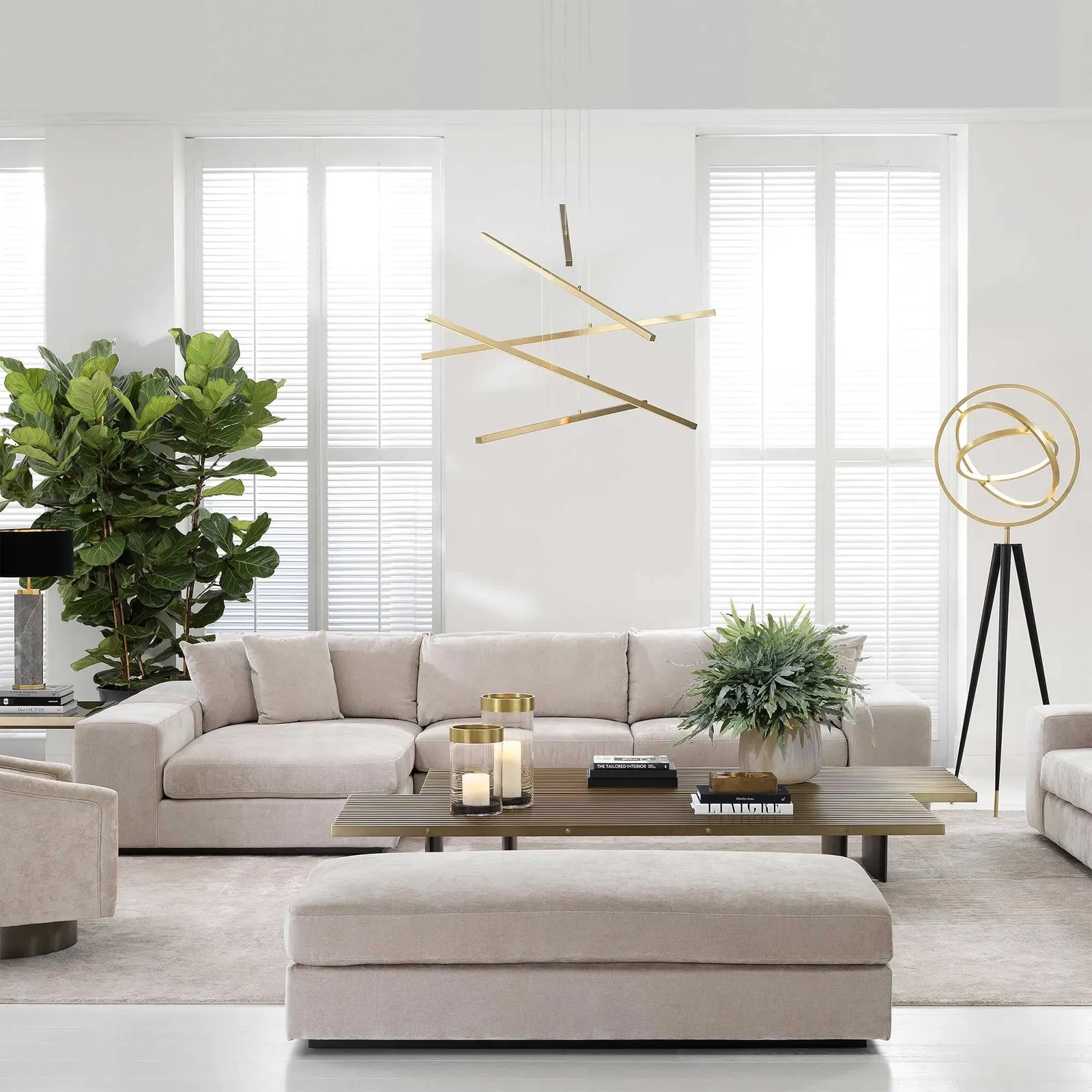 Eichholtz Vista Grande Lounge Corner Sofa, White Fabric | Barker & Stonehouse 2