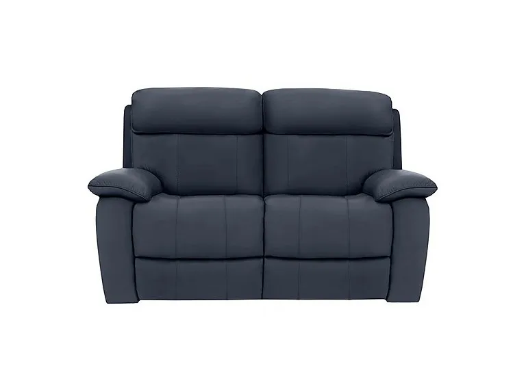 Moreno 2 Seater Leather Power Recliner Sofa with Power Headrests - BV Ocean Blue