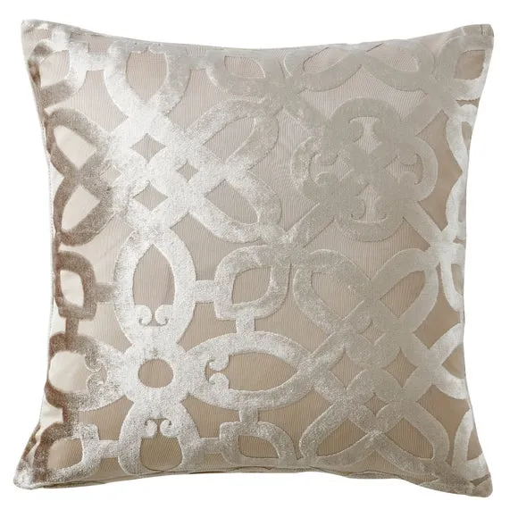 Catherine Lansfield Natural Lattice Cut Velvet Cushion 2