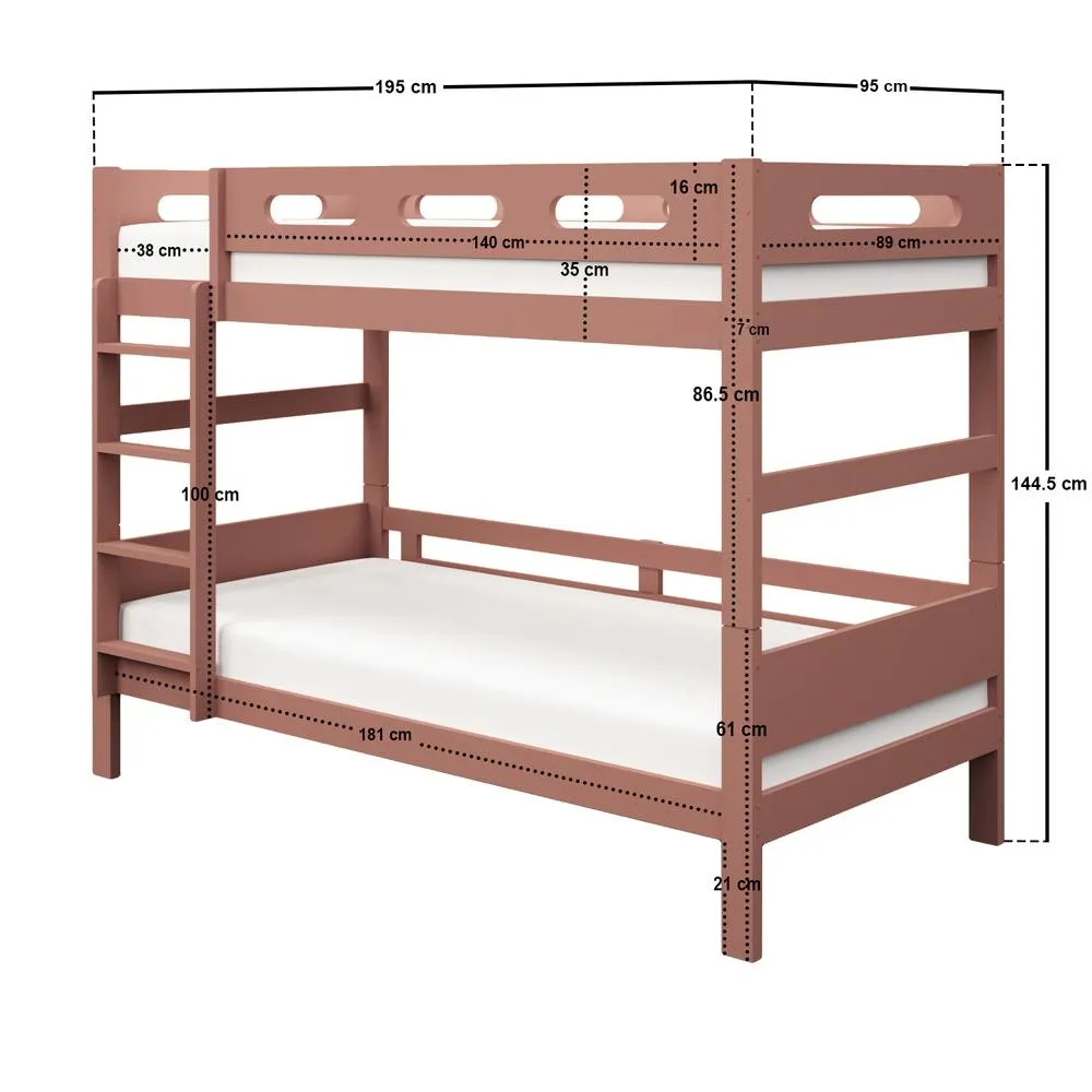 Flair Elijah Detachable Wooden Bunk Bed in Pink 6