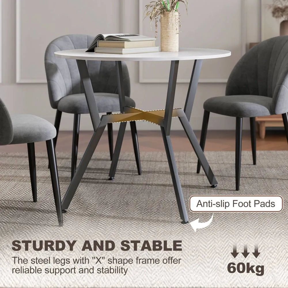 HOMCOM Small Kitchen Table with Black Steel Legs, Dining Table in White 6